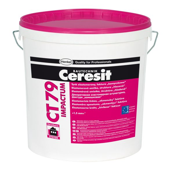 Tynk elastomerowy Ceresit CT 79 Impactum, struktura "kamyczkowa", granulacja 1.5 mm, 25kg