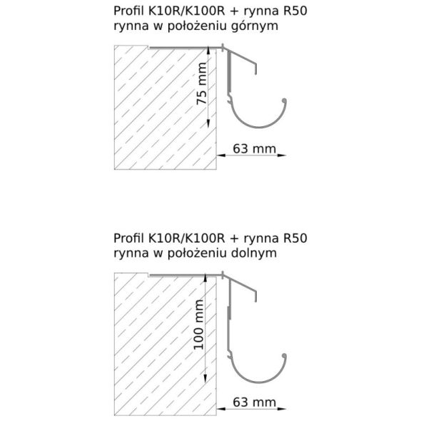 Profil okapowy K100R - do płytek ceramicznych na kleju (system eco+), 4 image